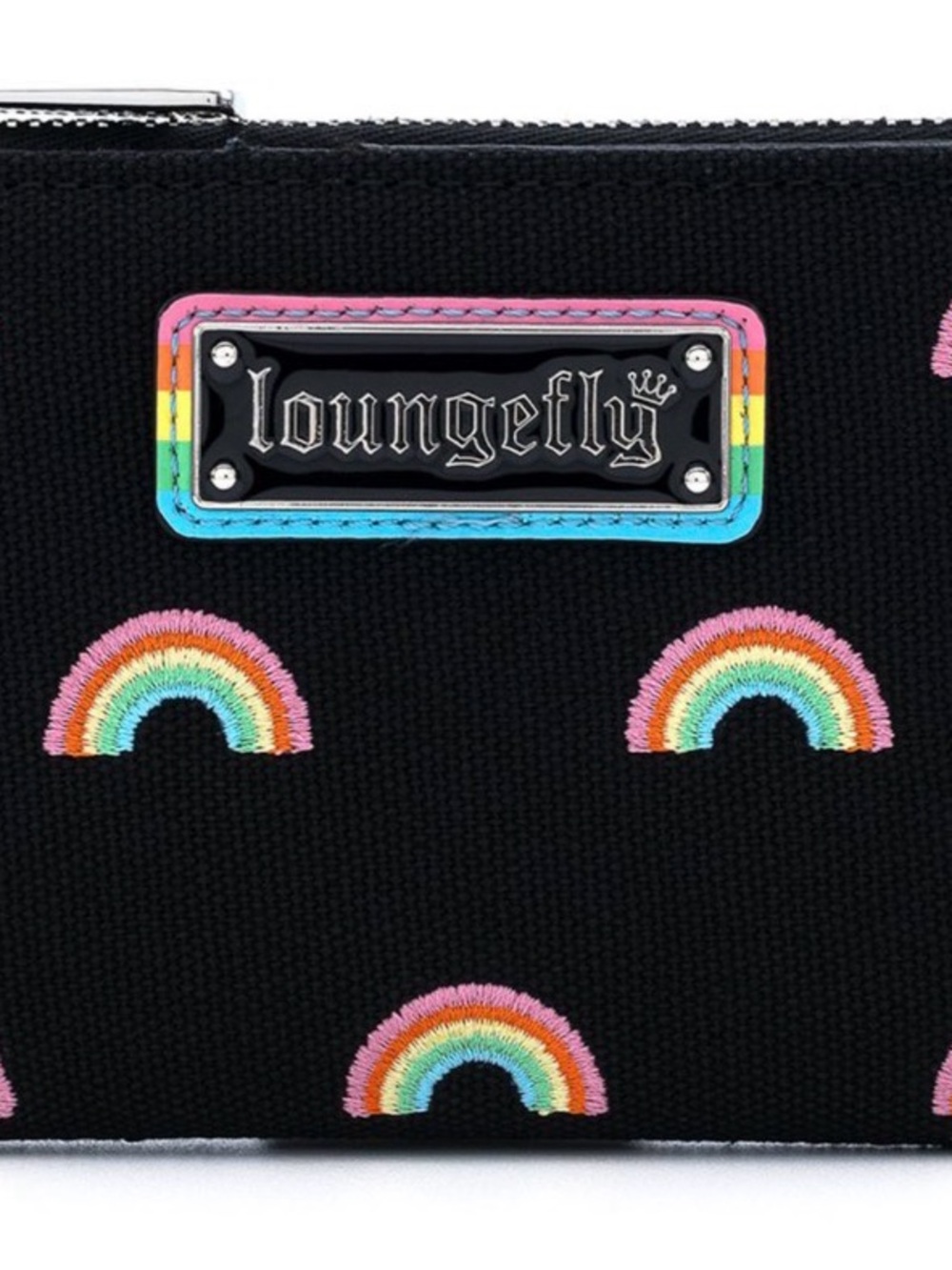 Loungefly Black Rainbow Embroidered Cosmetic Pouch